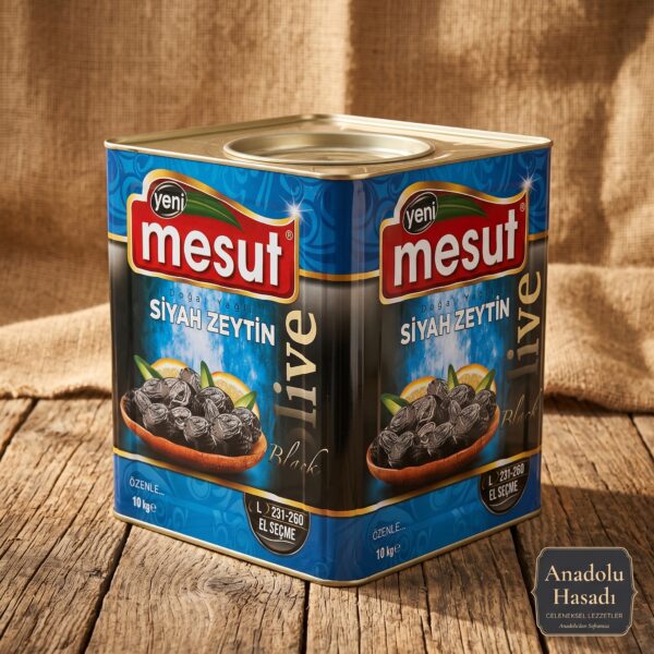 Manisa Akhisar 231-260 L el seçme siyah zeytin 10 kg teneke